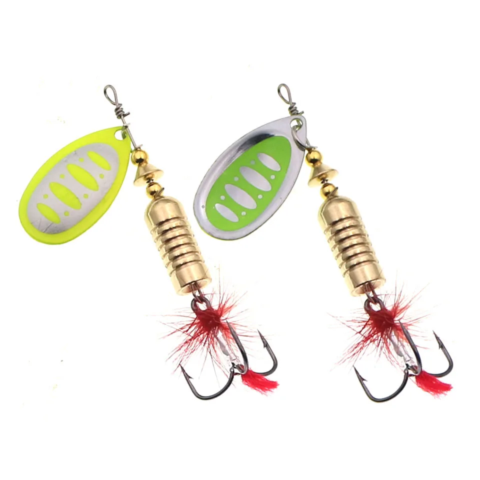 Señuelo de Pesca giratorio de 12g, cuchara con lentejuelas, cebo duro de Metal, Wobblers, Pesca de lubina con anzuelos de plumas - imagen 4