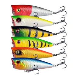 Señuelos de pesca Topwater Popper, cebo duro, Wobblers artificiales, aparejos de pesca de plástico, 1 ud.