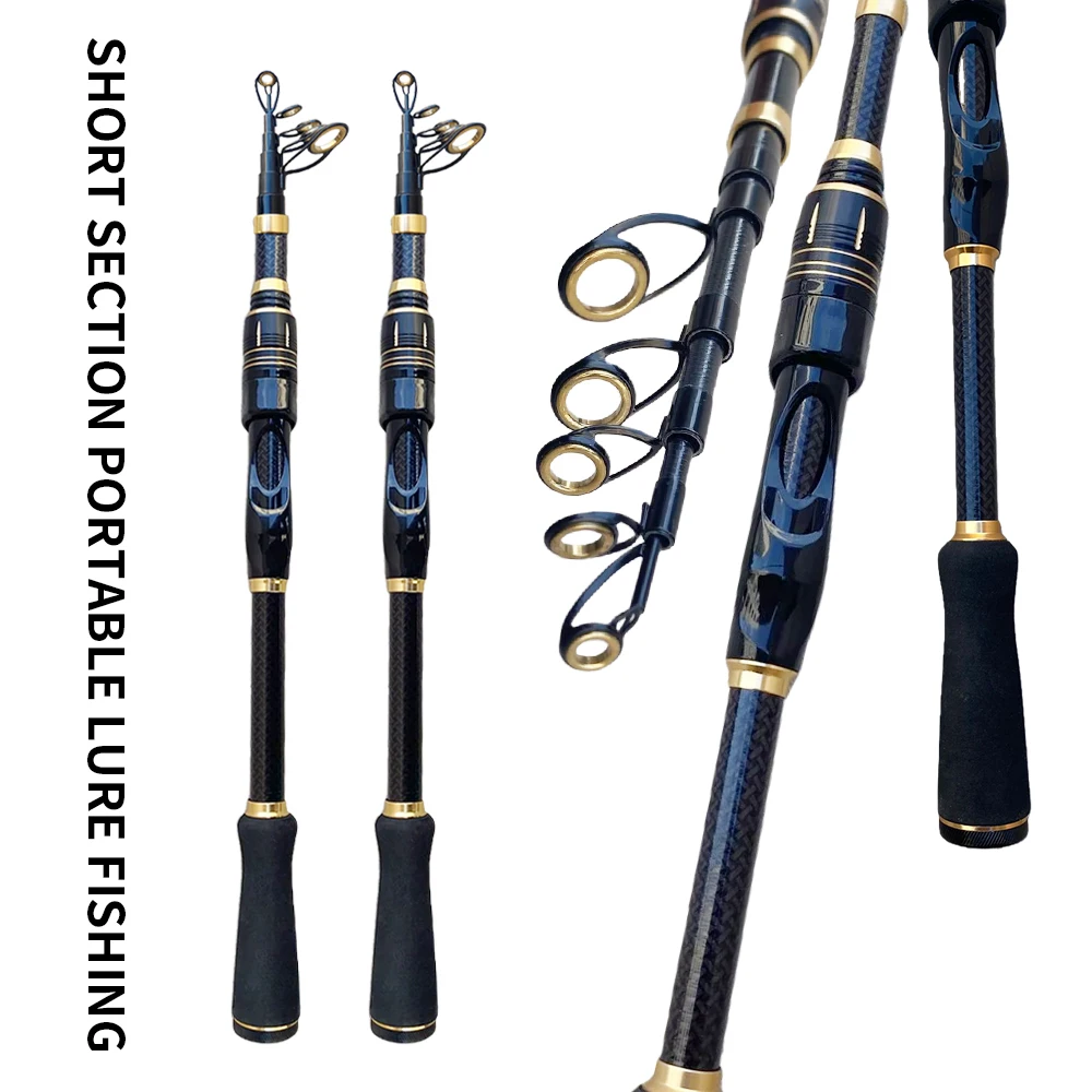 Caña de pescar de mar pequeña, 1,8/2,1 M, caña corta portátil, Mini señuelo de caña de mar, peso 3-25g, aparejos de pesca telescópicos para toda el agua - imagen 2