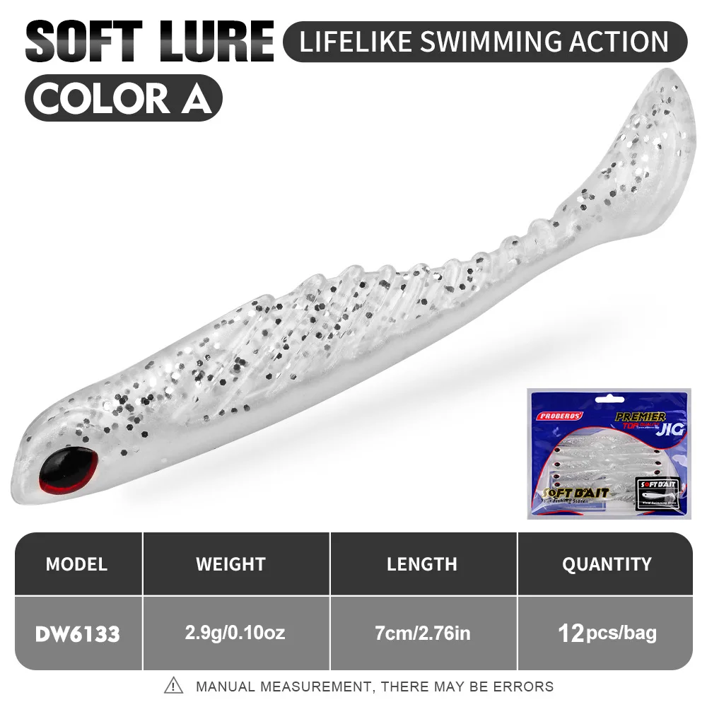 Swimbait de silicona luminoso 7cm – Cola en T para lubina y trucha - imagen 2
