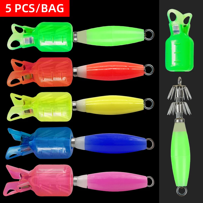 Juego de funda protectora, accesorios de señuelo de calamar y pulpo fluorescente de alta calidad, anzuelo de pesca, anzuelo de explosión