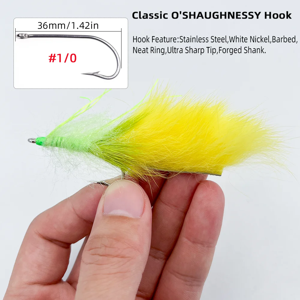 Wifreo 3 piezas # 1/0 tira de conejo Zonker Streamer mosca con púas gancho de acero inoxidable Tarpon conejito mosca trucha lubina pesca señuelo cebos - imagen 4