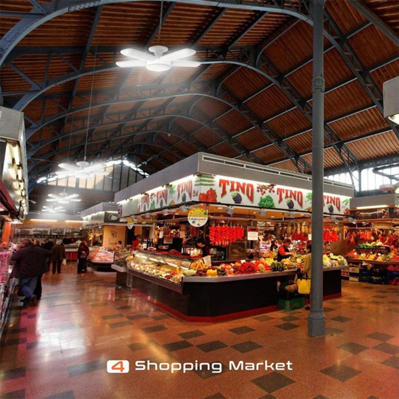 Luz LED de techo para el hogar, iluminación Industrial brillante, Deformable, plegable, 85-265V, E26/27, Bombilla de hoja de ventilador para garaje y almacén - imagen 5