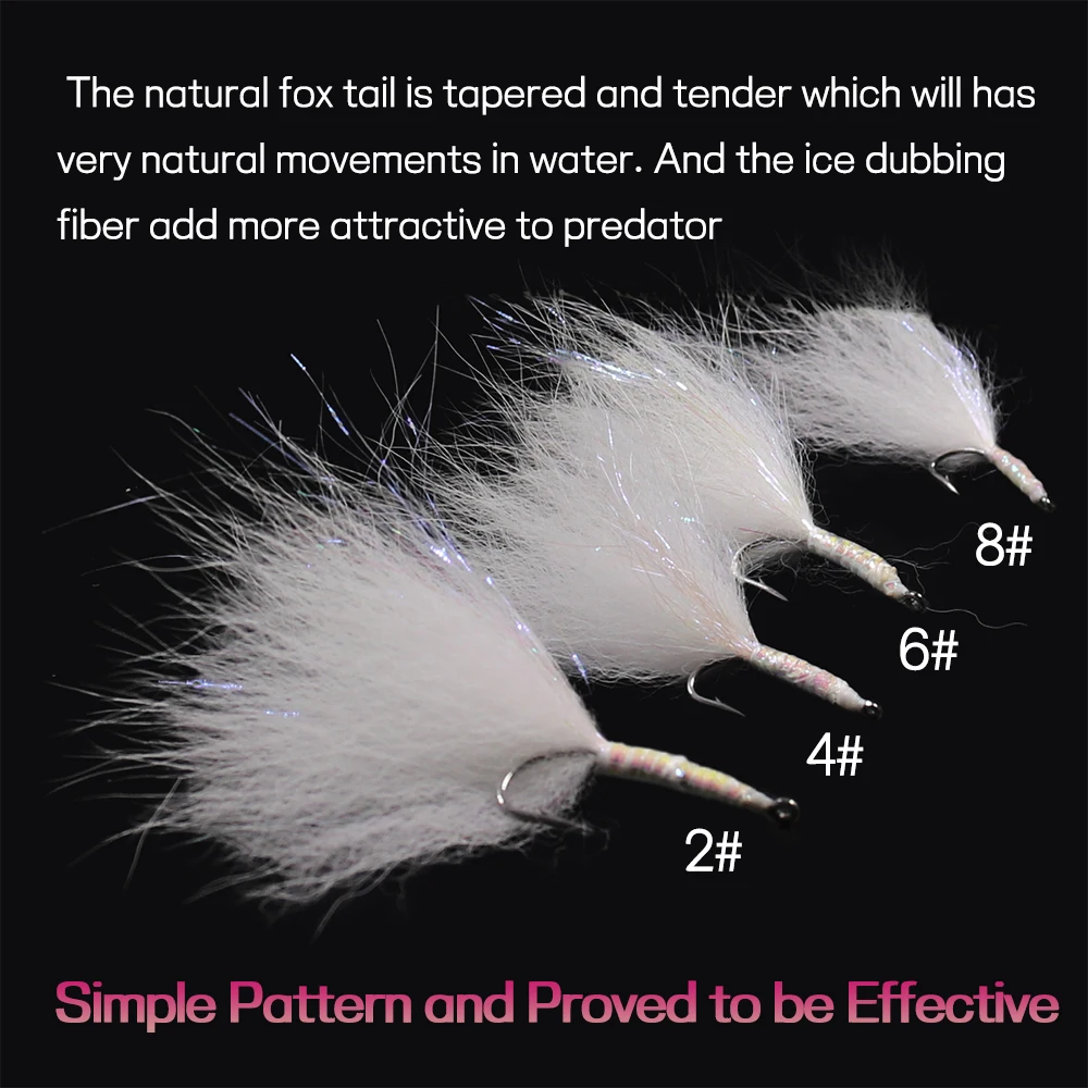 Elllv-señuelo de pesca Artificial para piscardo, cebo de pesca con mosca de salmón, trucha, lubina, blanco, Streamer, #2, #4, #6, #8, #10, 8 piezas - imagen 5