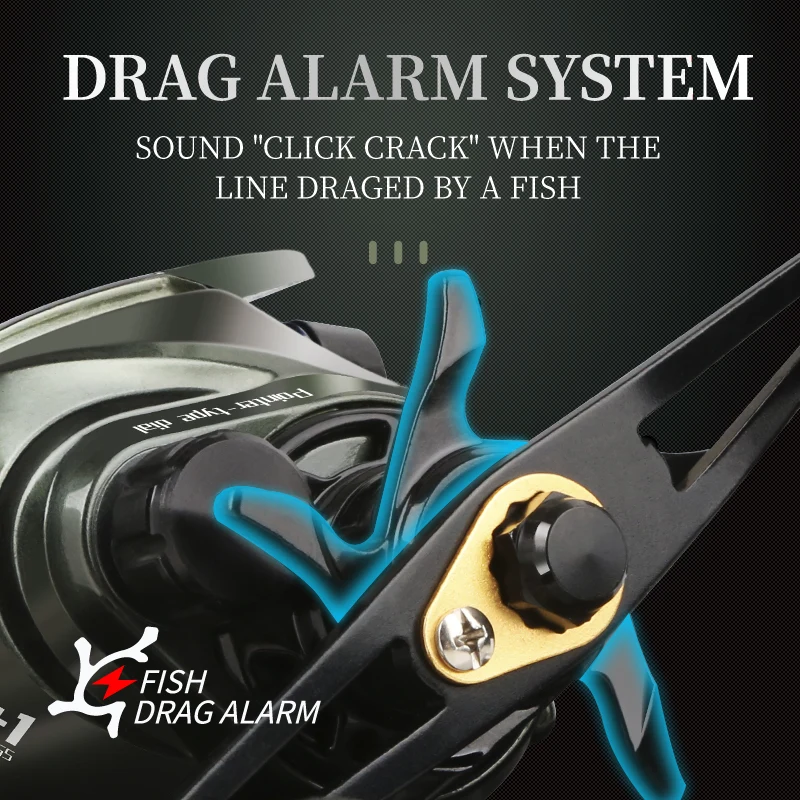 CEMREO-carrete de pesca de fundición de cebo, sistema de freno magnético, alarma de arrastre de peces, rodamientos suaves NMB, pesca en agua salada - imagen 5