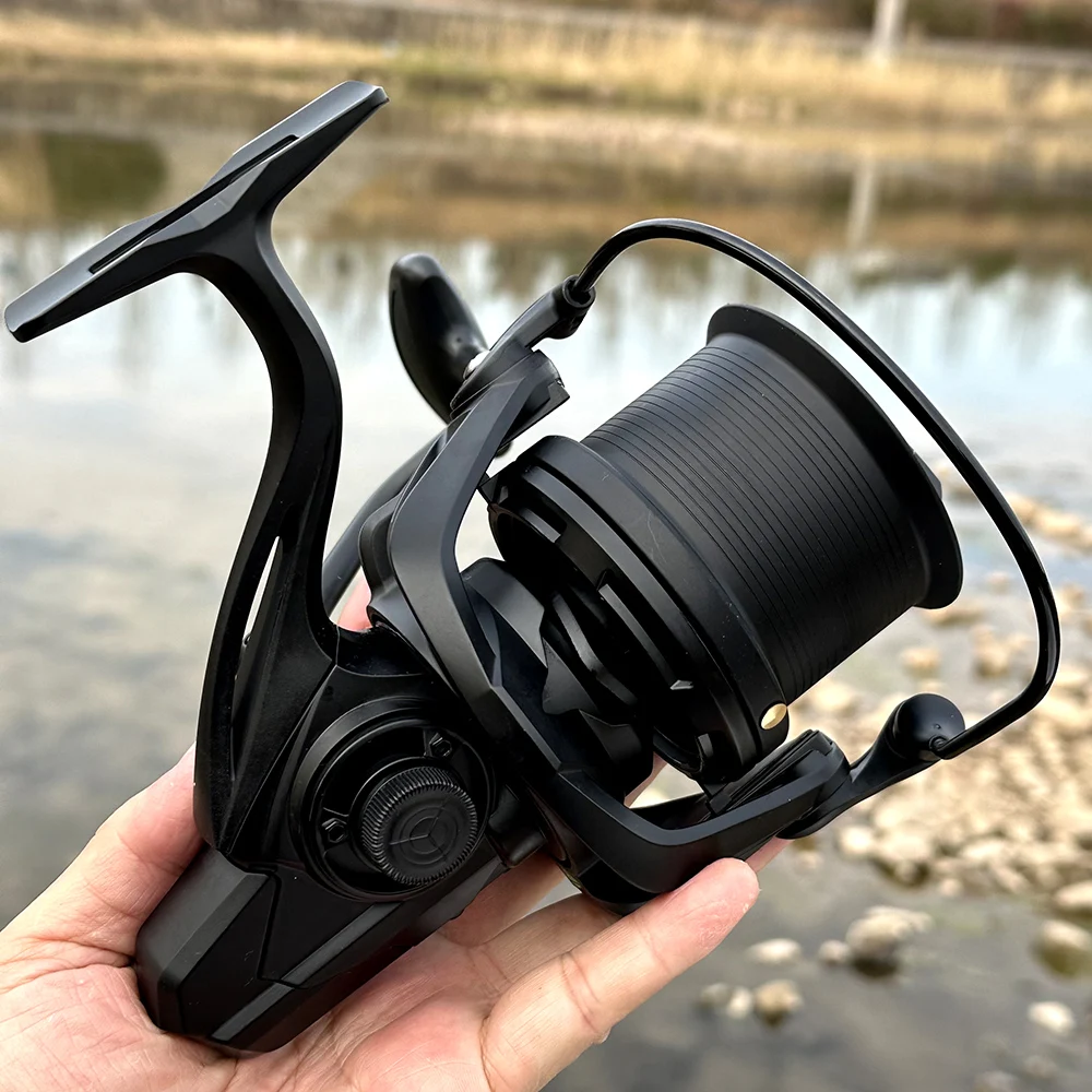 Carretes de pesca giratorios grandes 8000 9000 10000 12000 rueda de fundición larga arrastre 20KG carrete potente para pesca de carpa barco de mar bobina de pescado - imagen 2