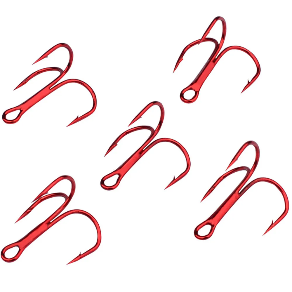 Anzuelo Triple de Ancla Acero Carbono con Púas Rojo para Pesca Marina