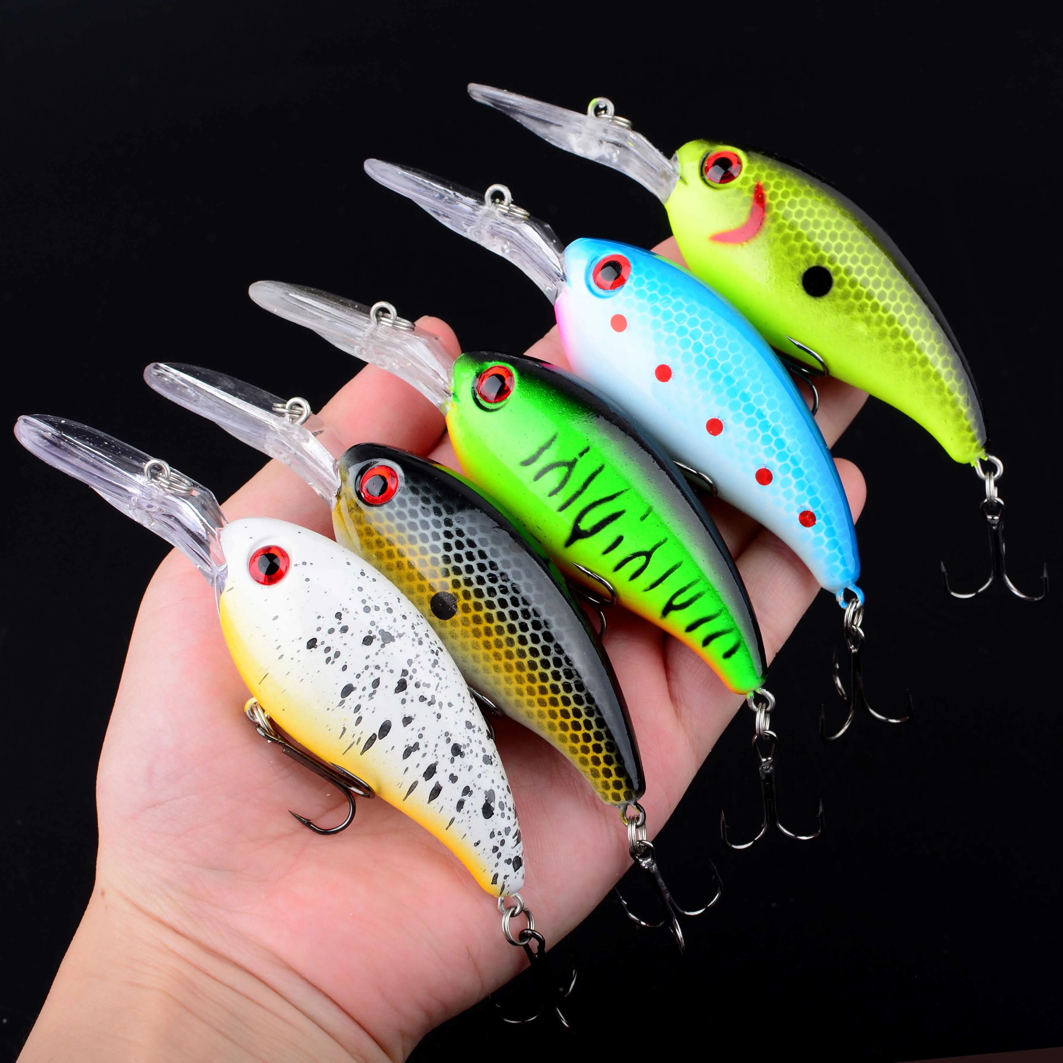 14 Uds. Señuelos de Pesca Crankbait realistas anzuelos de Pesca aparejos Wobbler manivela cebo duro Artificial - imagen 3