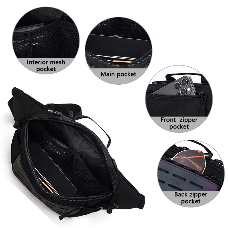 Bolsa de nailon con señuelo para pesca, bolso de pecho para deportes al aire libre, mochila táctica de camuflaje con cremallera para viaje, ciclismo, viaje diario - imagen 5