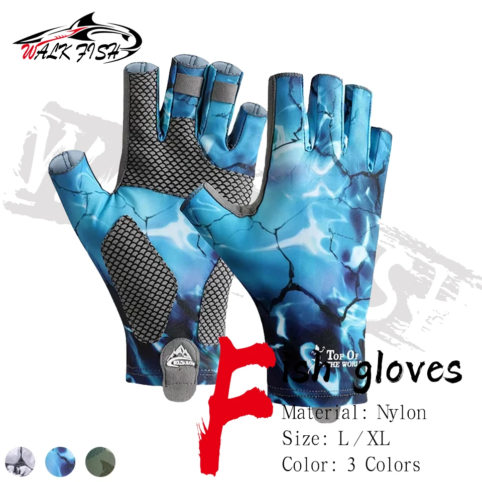 Guantes de pesca medios dedos WALK FISH – Antideslizantes para verano