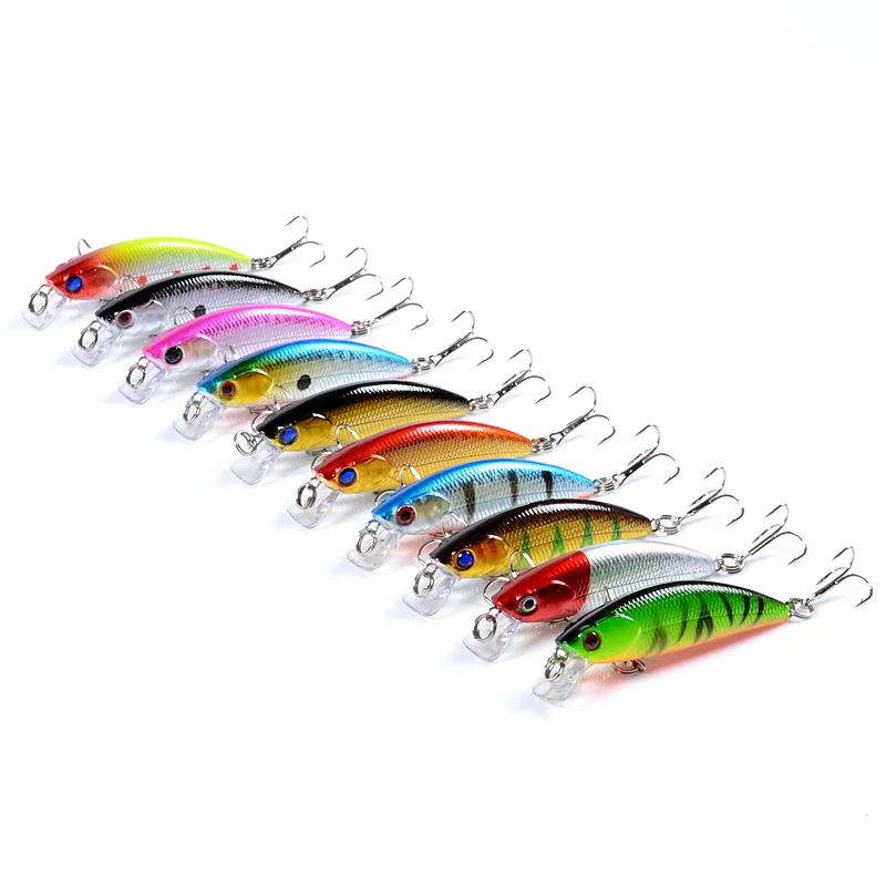 Minnow-señuelo de pesca Crankbait con anzuelos triples, cebo Artificial duro de 6,7 cm, 5g, ojos 3d, Lucio flotante, Wobbler, 1 Uds. - imagen 5