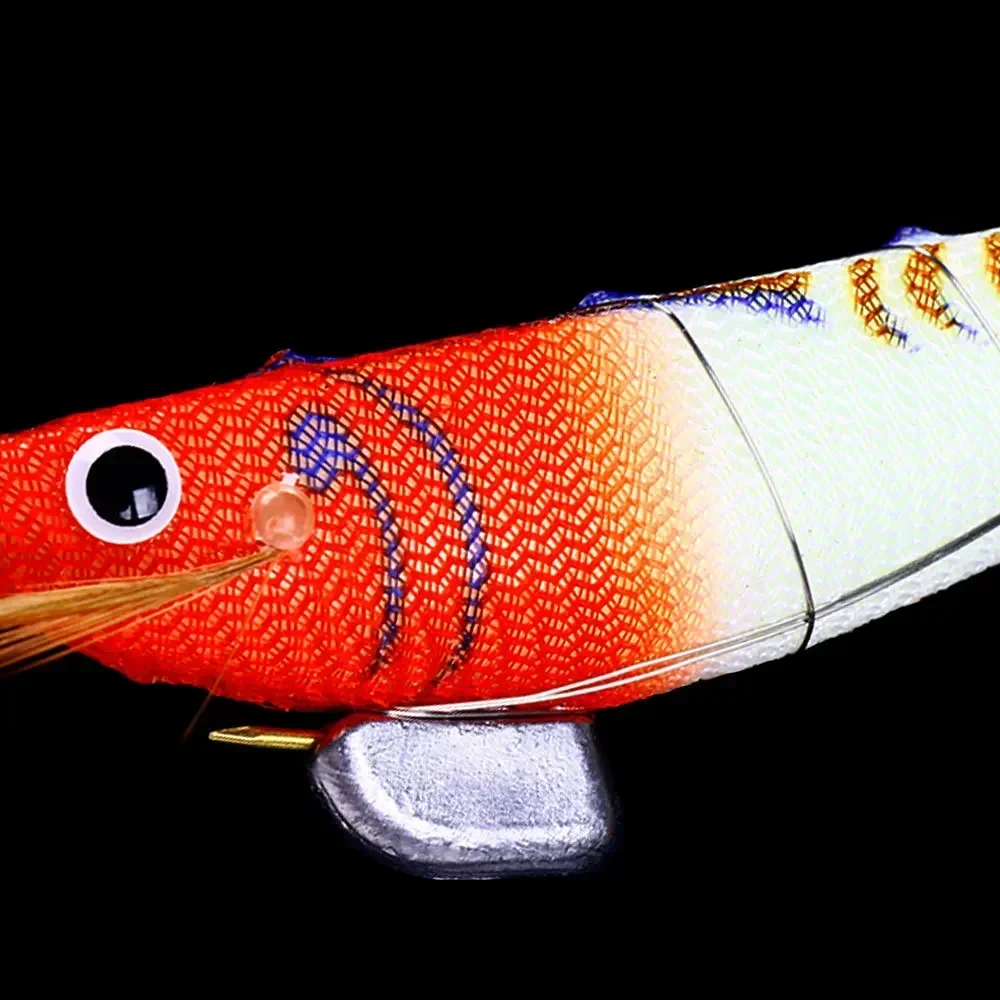5 uds 12cm pulpo calamar Jig señuelo luminoso camarones de madera Señuelos de pesca artificiales pulpo sepia camarones cebo de pesca duro - imagen 3