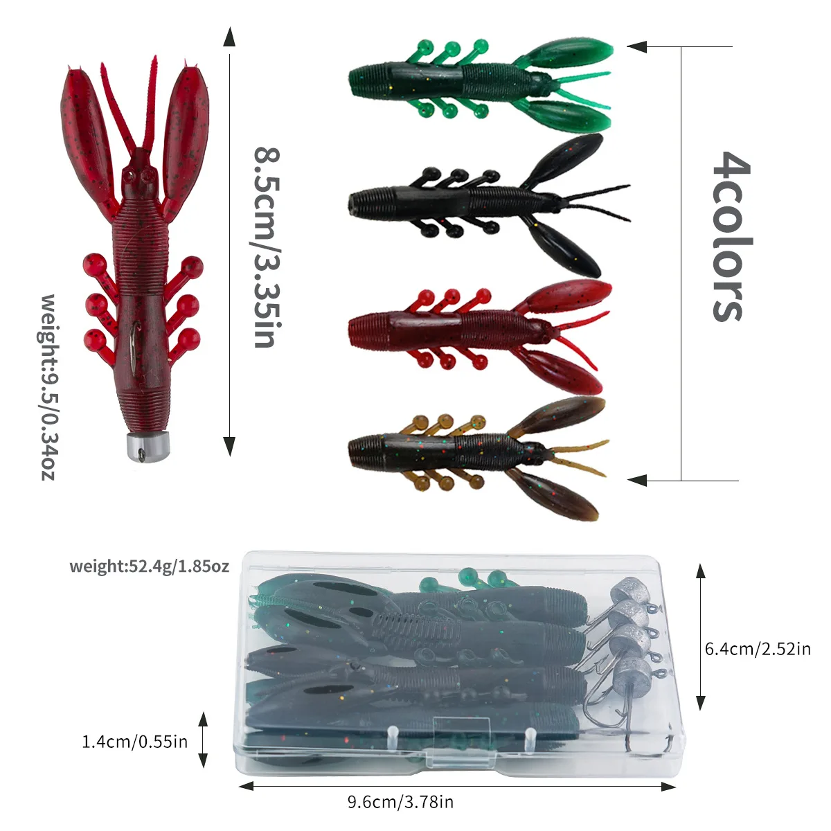 Sea Yolo 4 Uds 8,5 cm camarones de hundimiento lento cebo suave señuelos Artificial Wobbler silicona luminosa cebo suave equipo de pesca colgante de plomo - imagen 5