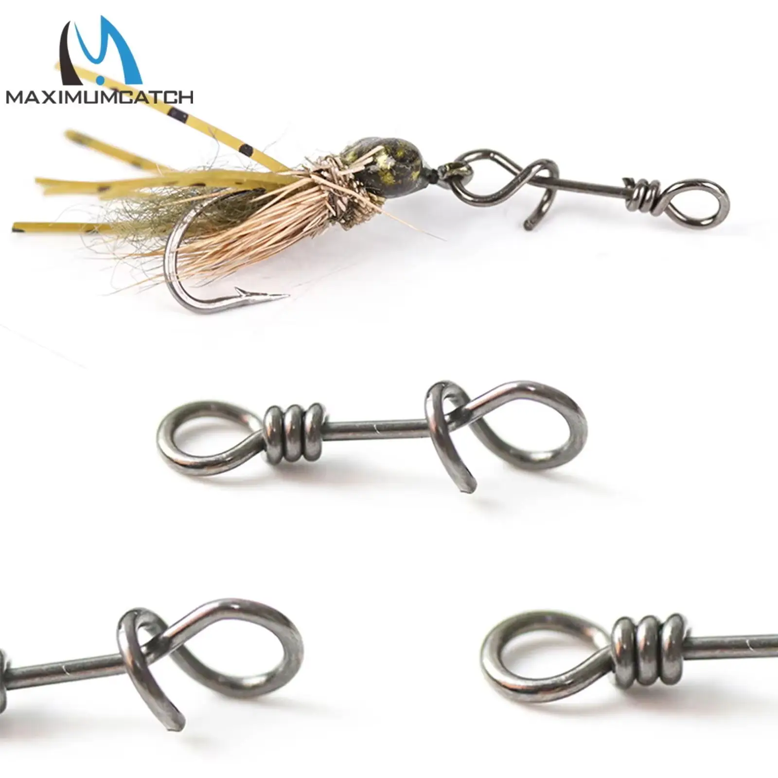 Maximumcatch 10pc pesca con mosca Clip giratorio Streamer salmón Steelhead moscas conexión Clips 10/15/18mm - imagen 3