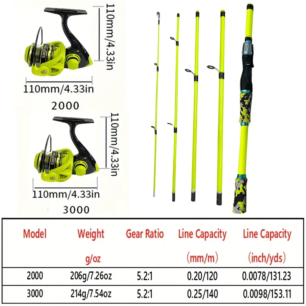 Juego de cañas de pescar Baitcasting de 1,8 m y 2,1 m, carrete giratorio combinado, peso de cebo de 3,5-14g para señuelo, pesca de lubina, viajes de agua dulce y salada - imagen 5