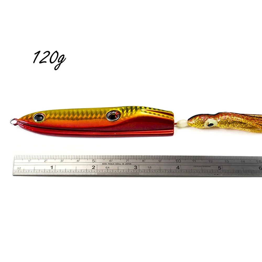 Countbass 120 g 4,3 oz plantillas inchiku de estilo japonés con gancho auxiliar de pulpo, jigging de calamar, plantilla de pargo