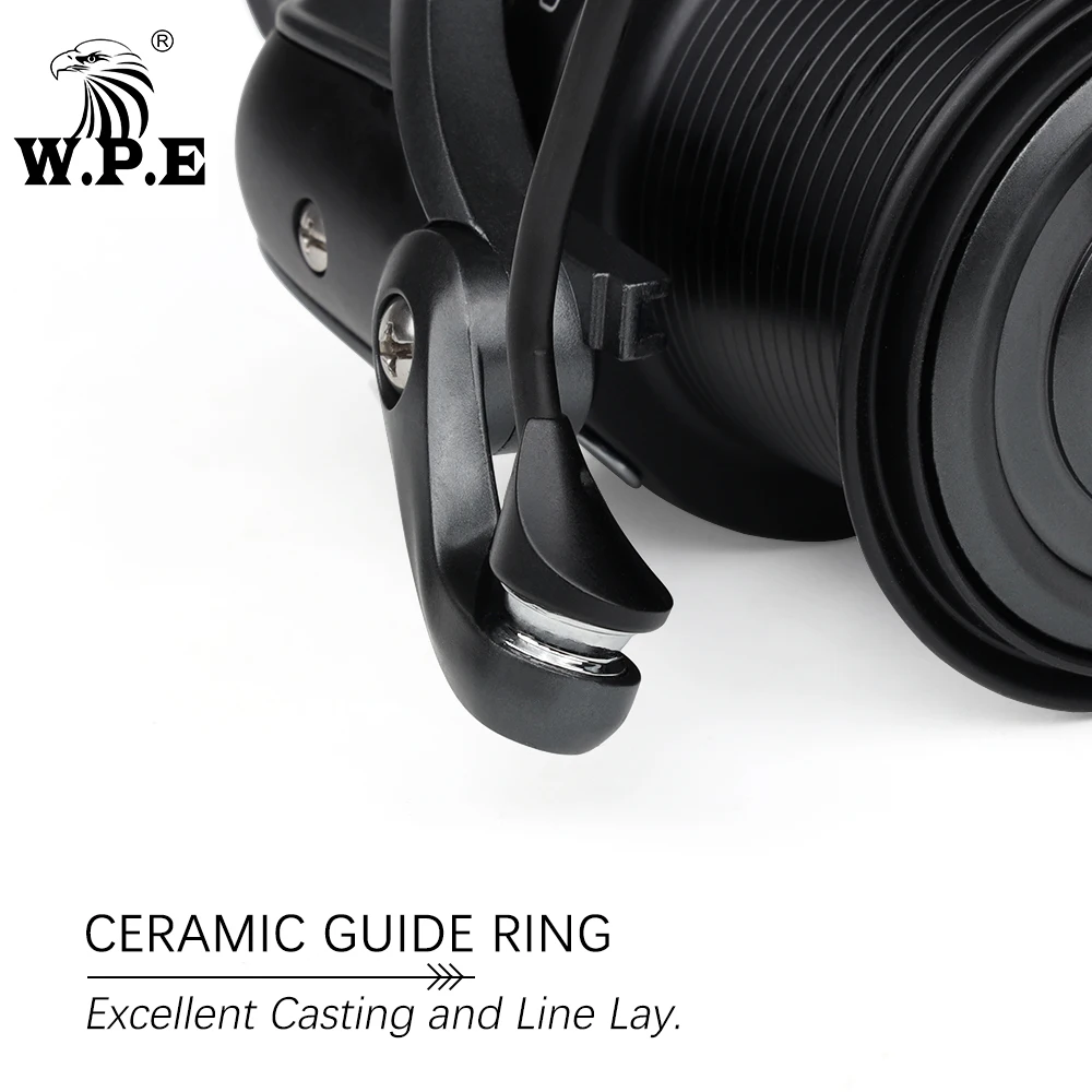 Carrete de pesca W.P.E HAWKEYE, carrete giratorio para alimentador de carpa, relación de engranaje 5500-10000, 4,6:1, 7 + 1 BBs, carrete de línea de Metal completo, carrete de pesca de carpa - imagen 5