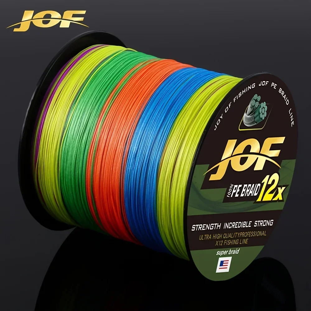 JOF-sedal de pesca trenzado de 12 hebras, 500M/564yd, PE súper fuerte, 25-120LB, suave, duradero, verde brillante, colores mezclados, carpa de tiro largo - imagen 2