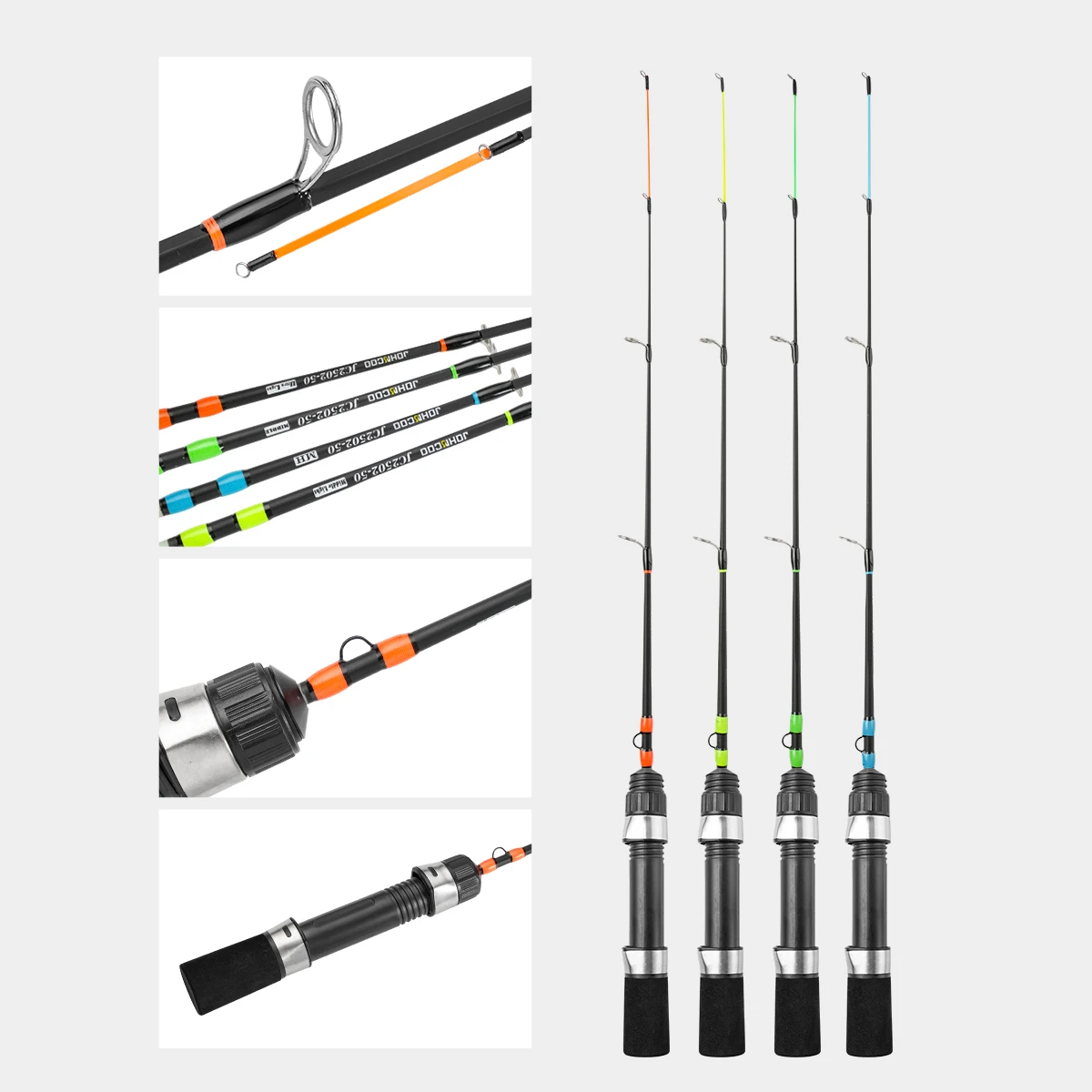 Caña de pescar en hielo para invierno, carrete de pesca UL ML M MH, caña de fibra de vidrio, herramientas de pesca de punta plana