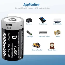 Pila recargable USB litio D-Cell LR20 – 1,5V para sonda de pesca
