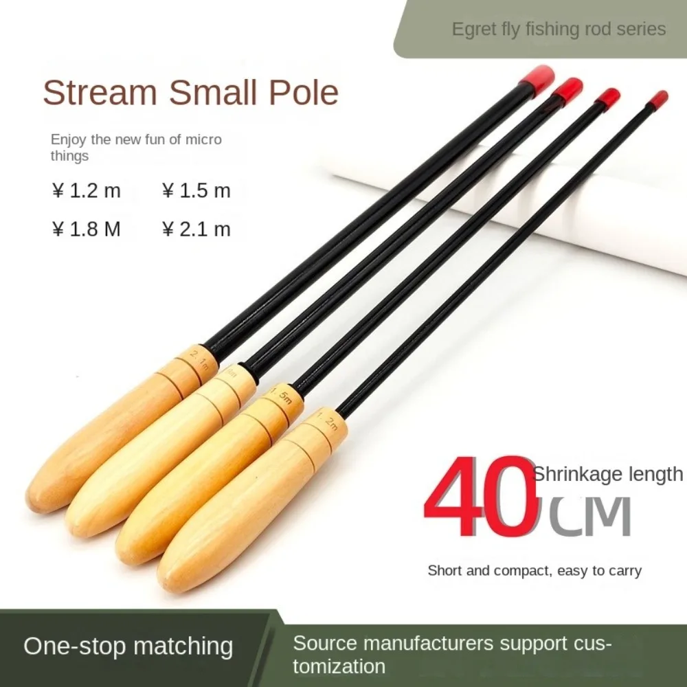 Caña de pescar telescópica de 1,2 m-2,1 m de longitud, tamaño de viaje, Material duradero, caña de pescar de fibra de vidrio, diseño ligero