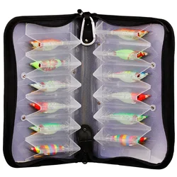 12 Uds 9g 10cm 6 colores cebo de pesca duro con ojos grandes cebo de calamar realista para agua dulce camarones de agua salada señuelo pesca