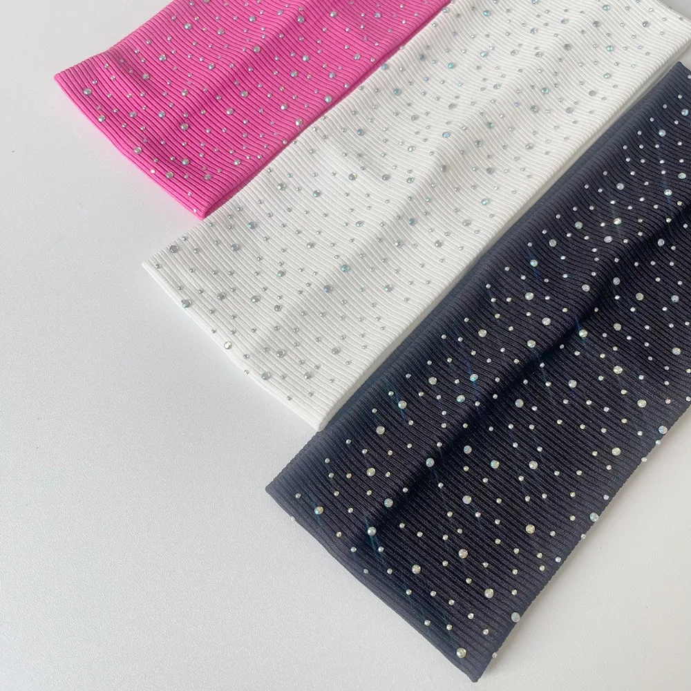 New Sweat-Absorbing Yoga Headband Bling Diamond Elastic Elastic Turban Solid Color Breathable Headwear Yoga - imagen 4