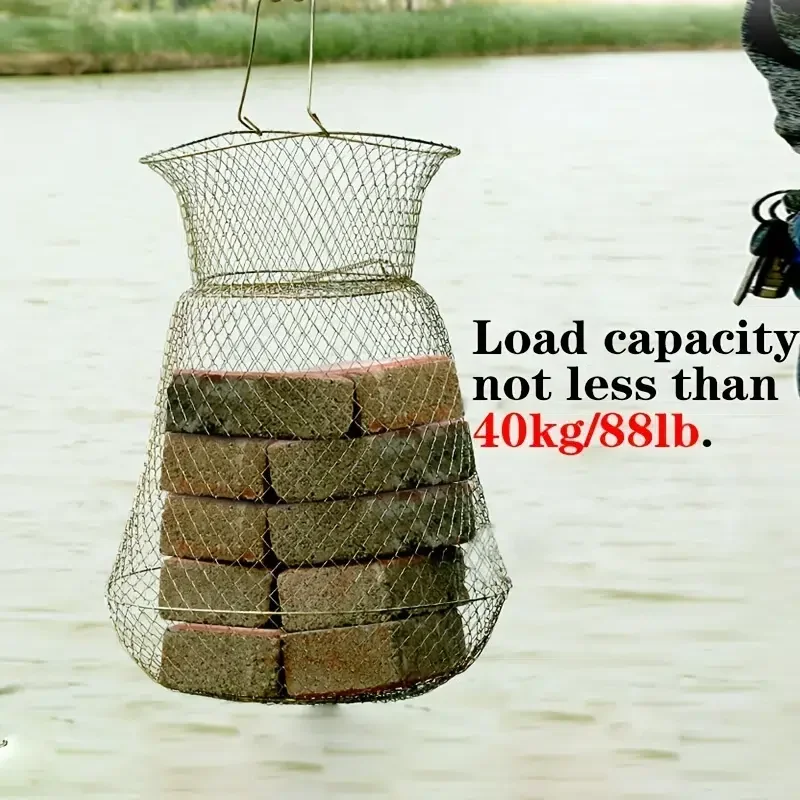 Goture-red de pesca de alambre de Metal portátil, jaula de malla fundida para Peces, cangrejos, calamar, camarones, trampa plegable - imagen 5