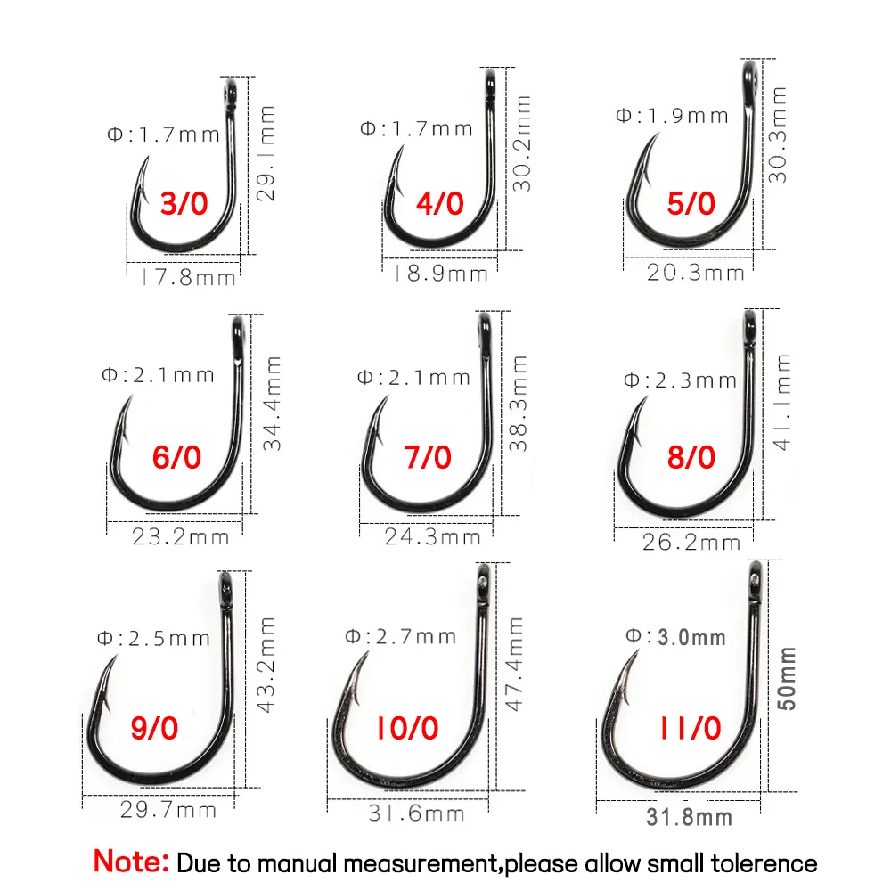 Lionriver 4X gancho de cebo vivo de alambre fuerte, anzuelos de pesca afilados con púas de acero rico en carbono, pesca en agua salada para atún, tiburón y lubina - imagen 3