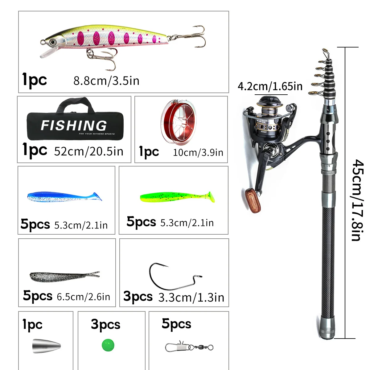 Caña telescópica de carbono Luya, juego completo de caña de pescar de mar de largo alcance, conjunto de caja de pesca, equipo de pesca - imagen 5