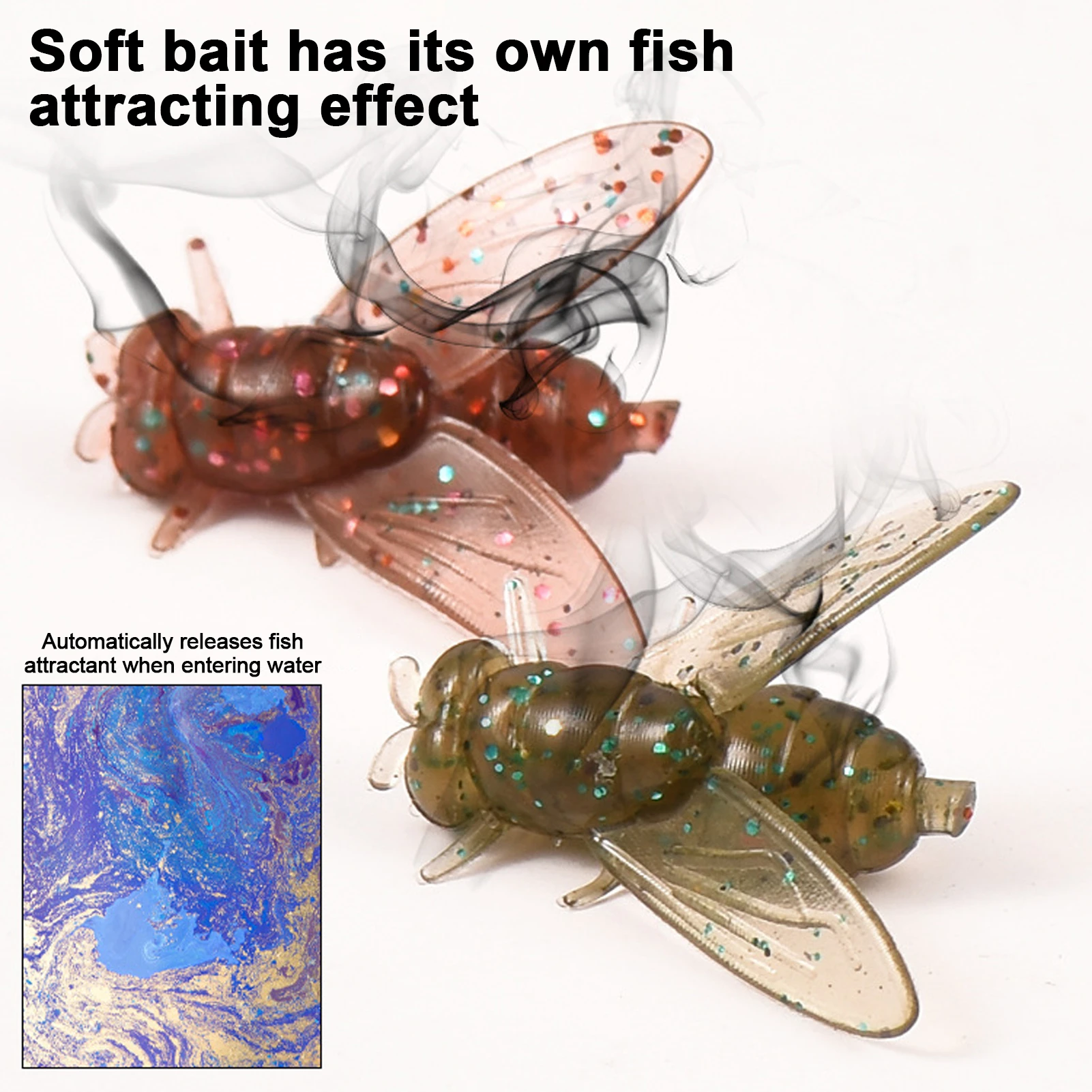 Señuelo giratorio de Metal Artificial, cebo falso con mosca 3D simulado para carpa, crucian, Tilapia, lubina, brillo de cabeza grande, 5 uds. - imagen 2