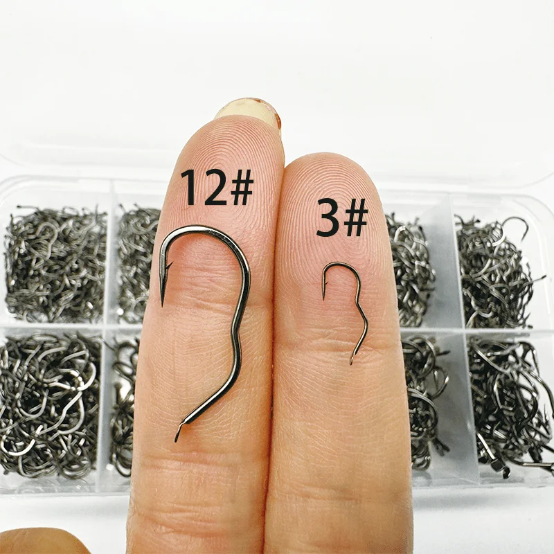 Juego de anzuelos de pesca de acero al carbono 300/500, incluidos tamaños 3-12, con anzuelos afilados con púas - imagen 4