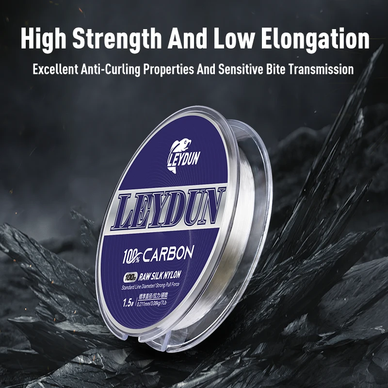 LEYDUN-líneas de Pesca de carbono 100%, 100m, líder de fibra de carbono, línea de Pesca con mosca, monofilamento súper suave, línea de hundimiento, Pesca marina - imagen 3