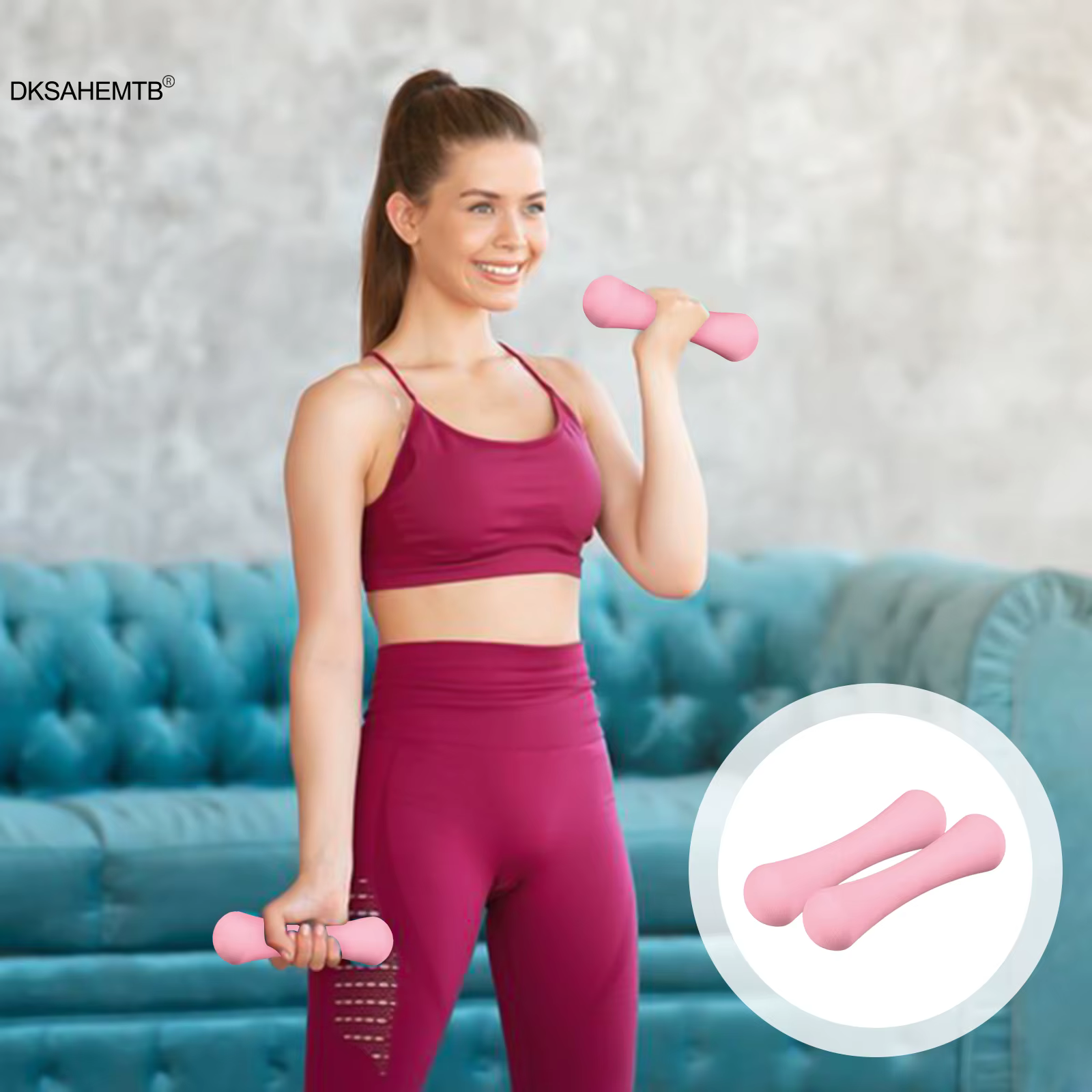 Mancuernas de hierro macizo con revestimiento para mujer y gimnasio - imagen 5