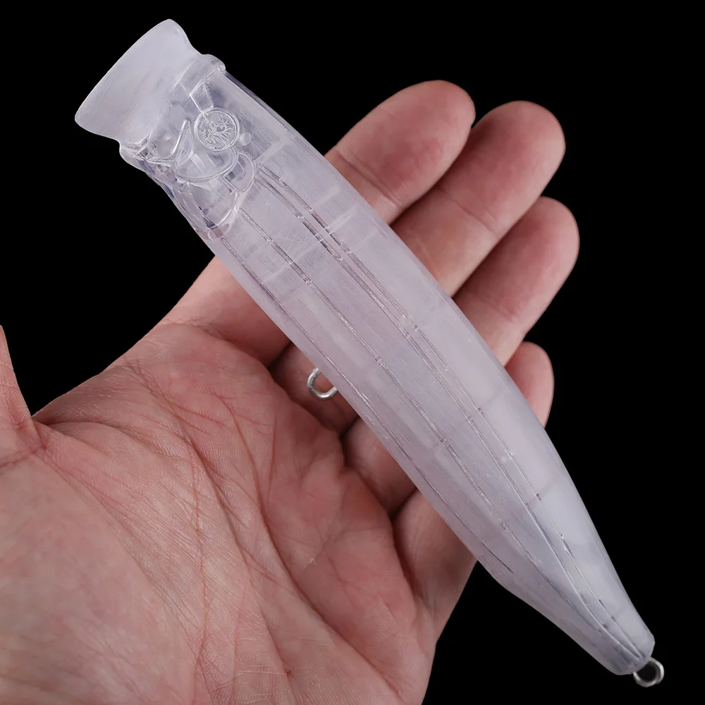 Chan'sHuang 5 uds cebo en blanco sin pintar 15,5 cm 52,5g sonajero Topwater Popper DIY modelo de señuelo de pesca Artificial hecho a mano - imagen 5
