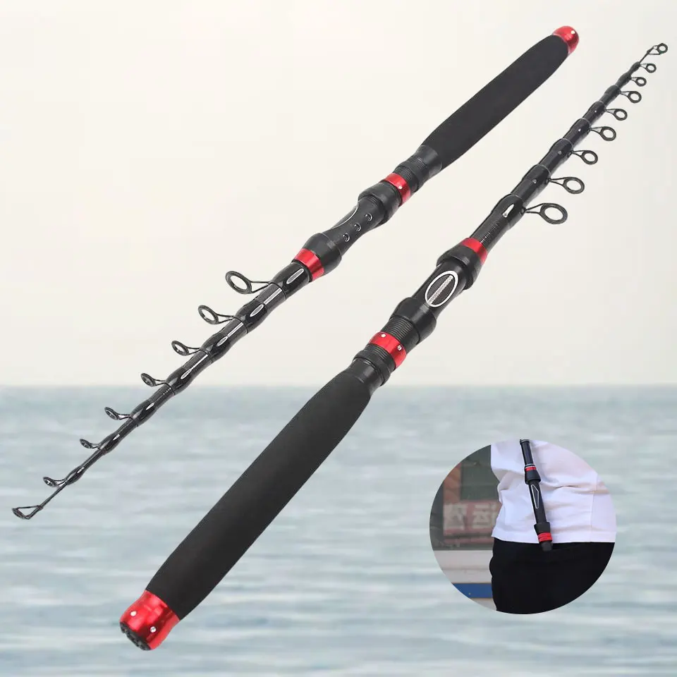 Caña de señuelo telescópica de carbono, compacta, portátil, fundida precisa con láser, agua dulce y salada, universal, pesca en movimiento - imagen 3