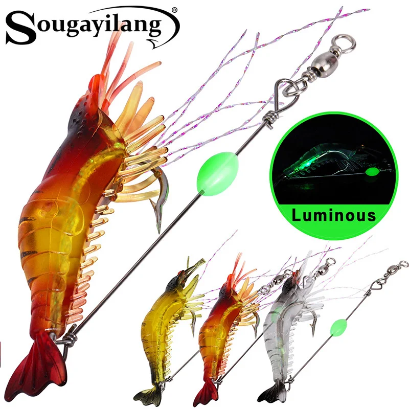 Señuelos vinilo luminosos Sougayilang – Imitación camarón con olor