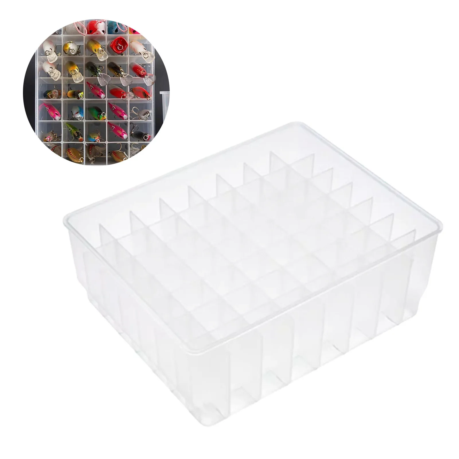 Caja de almacenamiento de Señuelos de Pesca de 35/56 rejillas, estuche organizador de equipo de pesca transparente portátil, caja de almacenamiento de gran capacidad para herramientas de pesca - imagen 5