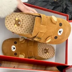 Nuevos zapatos de mujer Rilakkuma de fondo grueso, aumento de altura, periferia de animé Retro, zapatillas Rilakkuma de dibujos animados bonitos