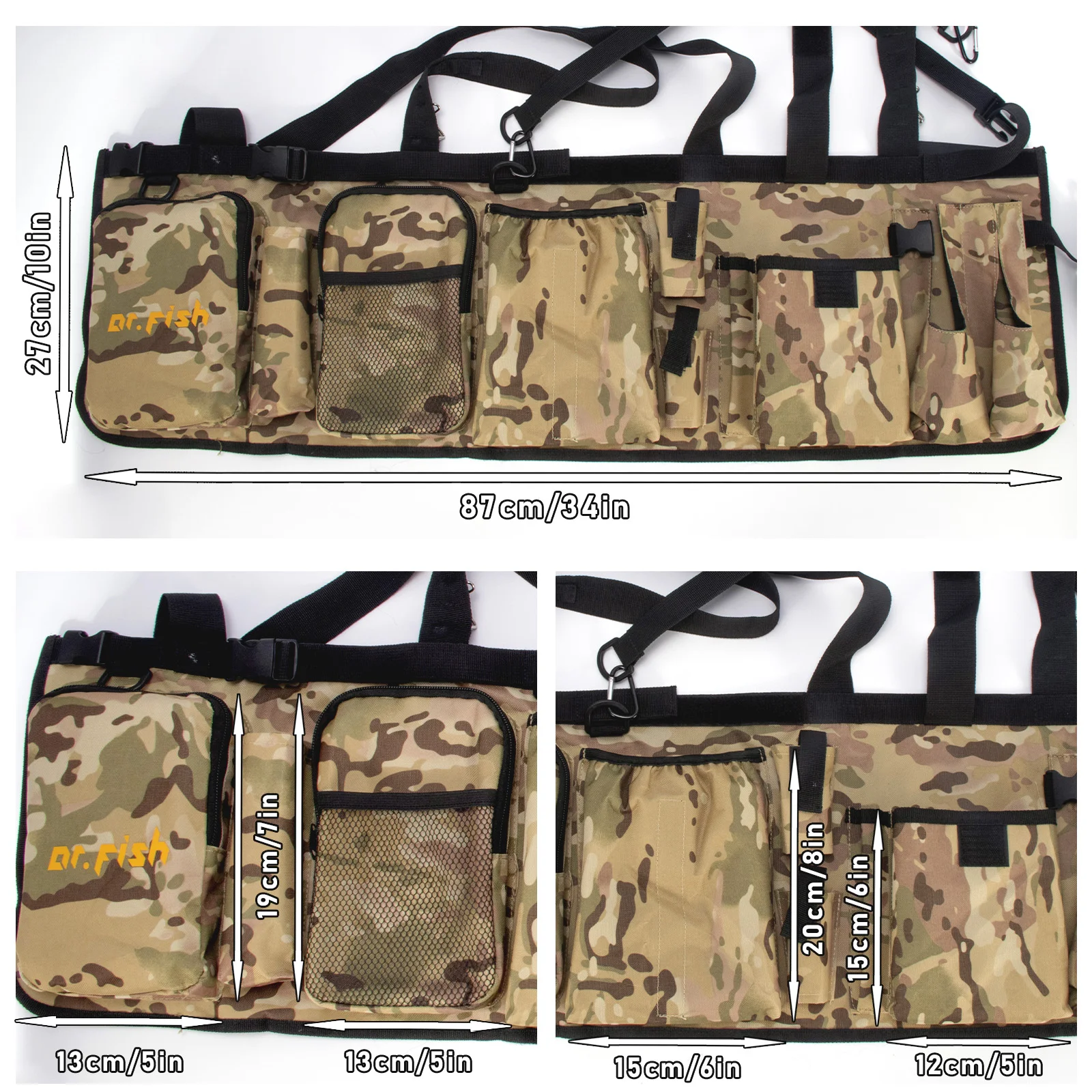 Organizador de cubo de pesca para cubo de 5 galones, bolsa de aparejos de pesca en hielo ajustable, soporte para caña de almacenamiento y alicates, multibolsillo - imagen 4