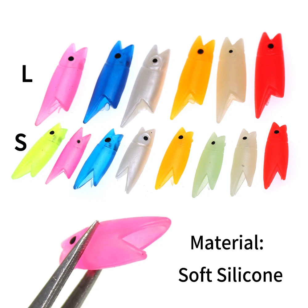 ICERIO, venta al por mayor, 2cm, 3cm, cabeza de pez de silicona suave, Material de aparejo Sabiki DIY, señuelo luminoso, aparejos de cebo para pesca de arenque Makerel - imagen 2