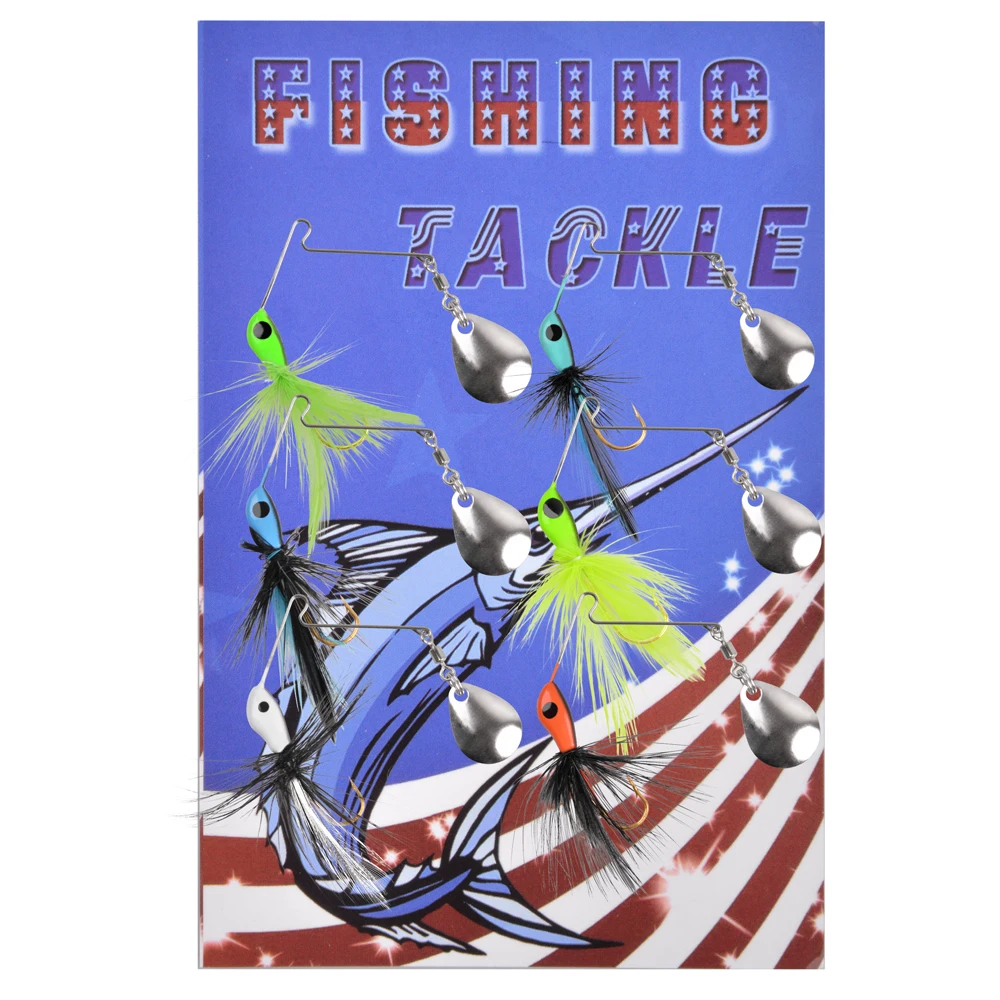 9 uds/18 Uds cebo giratorio pesca de Metal Spinnerbait señuelos para Lucio trucha salmón agua dulce aparejos de pesca Wobbler - imagen 5