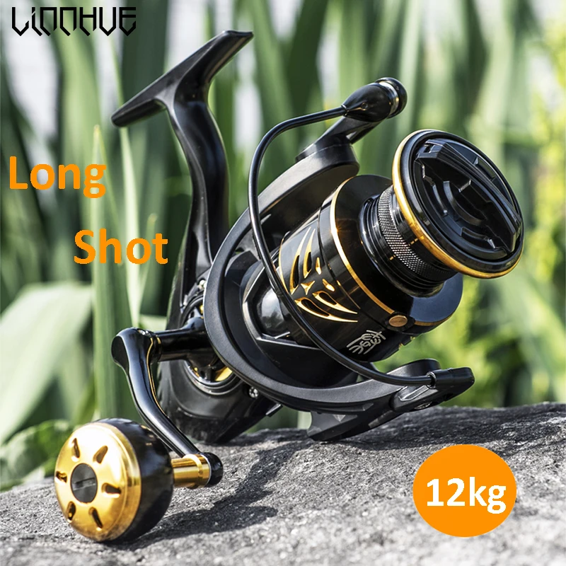 LINNHUE-carrete de Pesca giratorio, accesorio de arrastre máximo de 12kg, agarre de Metal, todos los equipos de Pesca, 2800-7800 6BBS - imagen 5