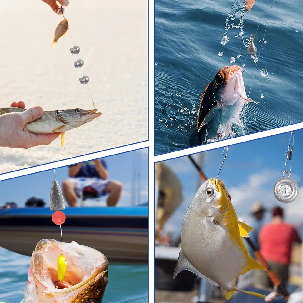 Surtido de pesas de pesca, 75 Uds., incluye plomos piramidales, peso de disco, tiro dividido, aparejo Texas, Surf, pesca, Kit de pesas para pesca al gato - imagen 5