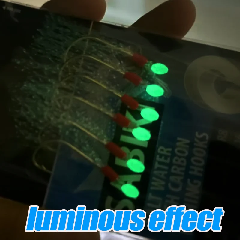 TAKBAS 1 pieza de aparejos Sabiki con cuentas de pesca brillantes y anzuelos de alto carbono, aparejos de cebo intermitentes para pesca en agua dulce y salada