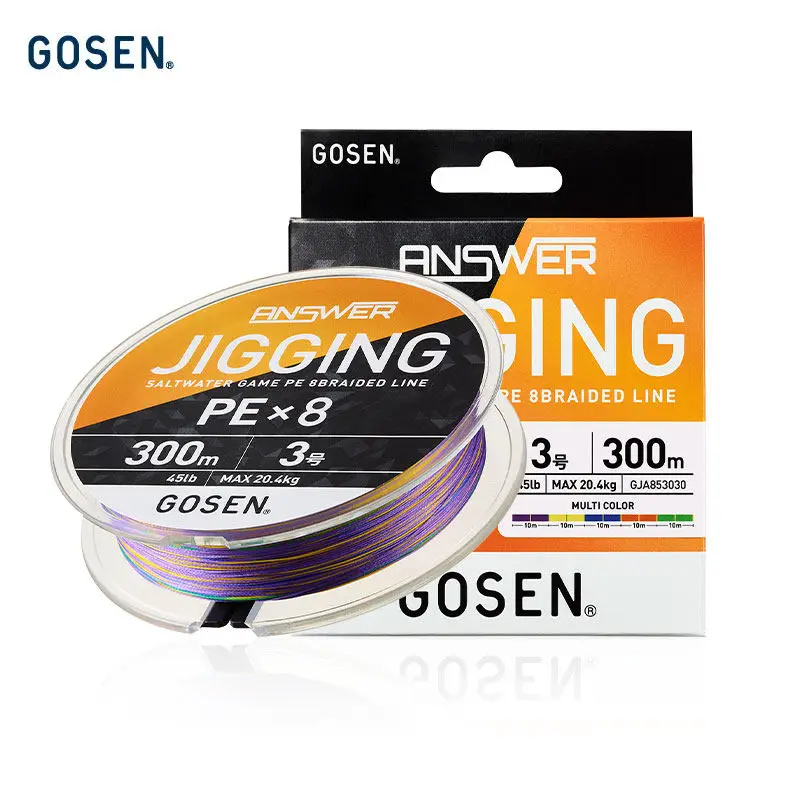 Gosen X8 – Línea trenzada PE para jigging resistente a abrasión