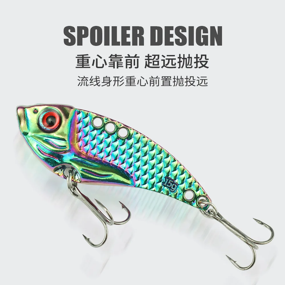 1 capa de agua completa de Metal de tiro largo, vibración de Color, lentejuelas VIB, un solo gancho, cebo de lubina Artificial, oreja plateada, cebo especial - imagen 3