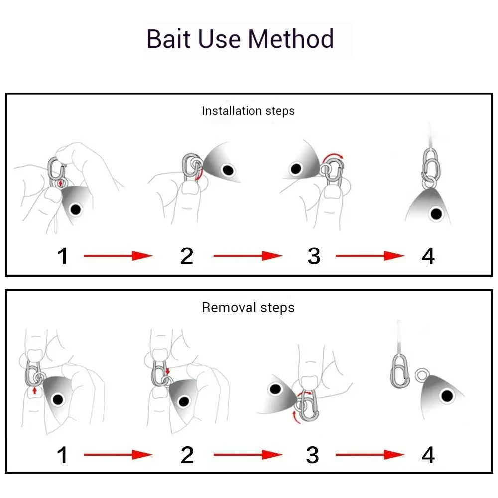 18/30 Uds rotación de rodamiento hebilla rápida clip rápido clip de acero inoxidable junta de pesca conjunto de accesorios de pesca - imagen 5