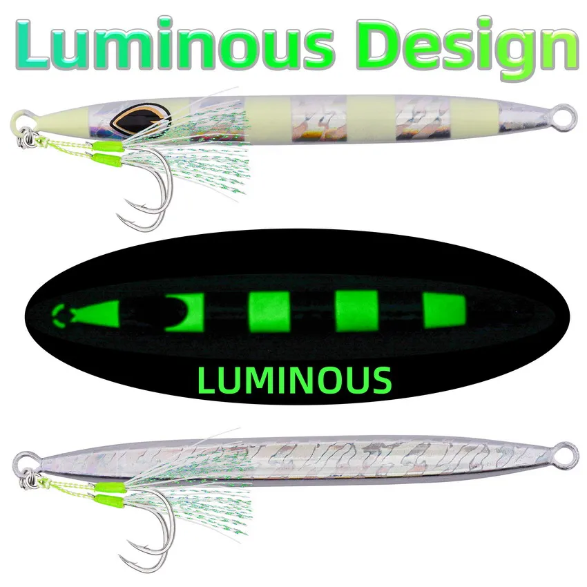 Señuelo de pesca de barco de arrastre de Metal, Jigging lento, velocidad de hundimiento, plantilla pesada de Metal Vertical, atún, pesca de aguas profundas, 1 Uds. - imagen 2