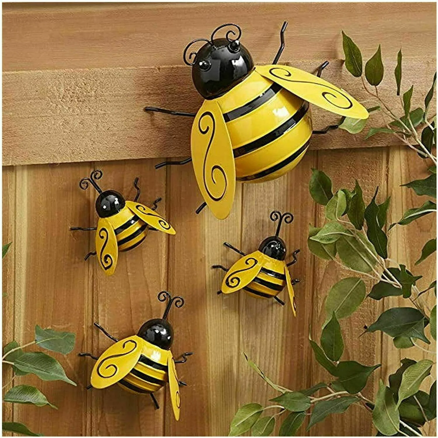 4 unids/set decorativo Metal arte Bumble Bee patio trasero jardín acento adorno de pared - imagen 4